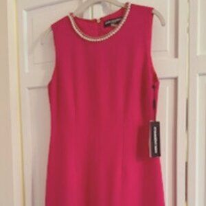 Karl Lagerfeld Mini Dress Red Stretch Chain Beaded Sleeveless Flutter Hem-NWT